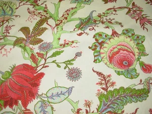 10 YDS FABRICUT ASIAN FLORAL LINED DRAPERY UPHOLSTERY FABRIC FOR LESS - Picture 1 of 4
