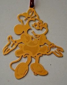 Minnie Mouse Disney Gold Metall Laser geschnitten 3" x 2 3/4" Weihnachtsschmuck - Bild 1 von 4