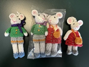 Handarbeit gehäkelt Amigurumi Maus Paare Weihnachtsschmuck 4er Set - Bild 1 von 9