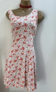 Vintage 80s Laura Ashley Cotton Jersey Dress White , Red Posy Floral UK 10 - Picture 1 of 20