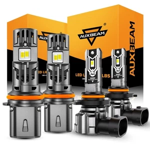 AUXBEAM Canbus 36000LM 130W 9007 LED Headlights/ 9145 H10 Fog Light White Yellow - Picture 1 of 17