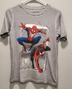 NWT Boys Marvel Spider Man Peter Parker Miles Morales Graphic Tee Gray Size 12 - Picture 1 of 4