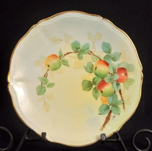 T&V Plate Hand Painted Apples by Pickard Studio Artist A.C. 1905-1907 Red Green - Picture 1 of 11