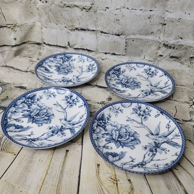 222 Fifth Adelaide Blue 6.25" Round Appetizer Plates Set of 4 - Image 1 of 4