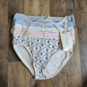 LAURA ASHLEY GIRLS 5-Pack Cotton Spandex Brief Underwear Panties Size M 7/8 - Picture 1 of 6