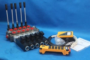 HYDRAULIC BANK MOTOR 5 SPOOL VALVES 120 l/min 32gpm 24 V JUUKO wireless - Picture 1 of 10