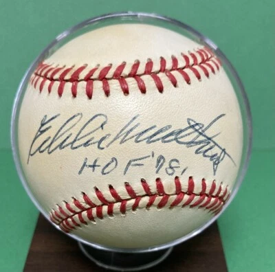 EDDIE MATHEWS SIGNED RAWLINGS ONL BASEBALL (COLEMAN) INSCR HOF 78 with JSA COA - Image 1 of 4