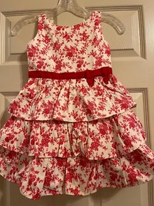 Janie and Jack Holiday Tartan Red Toile Ruffle Ribbon Bow Dress Size 6 - Picture 1 of 5