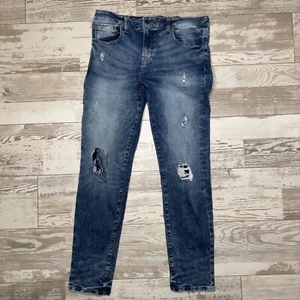 Aéropostale Jeans Herren 33/32 Blau Denim Skinny Leg Distressed Stretch Flatfront - Bild 1 von 13