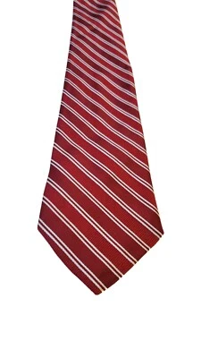 Tommy Hilfiger Hombre Corbata Rojo Blanco Azul Rayas Sólida 100% Seda Americana Foto 1 de 4