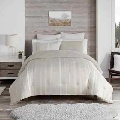 UGG Devon Sherpa 2-Piece Twin/TXL  Reversible Comforter Set in Shoreline Stripe - Image 1 of 3