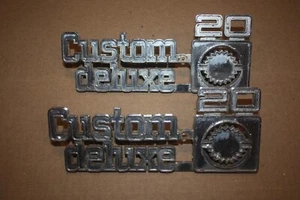 1973-1980 Chevy Chevrolet Custom Deluxe 20 Front Fender Emblem Set Pair Vintage - Picture 1 of 4