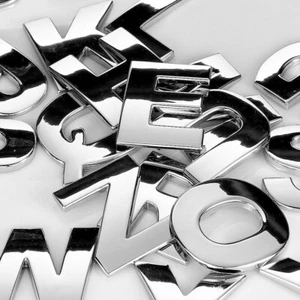 40Pcs Car Auto Chrome Metal 3D Letters Number Alphabet Emblem DIY Car Stickers - Bild 1 von 9