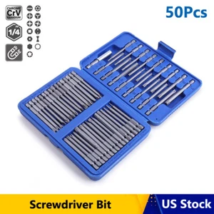 Juego de 50 brocas de seguridad extra largas hexagonales Torx Star Spline juego de brocas de destornillador plano - Imagen 1 de 14