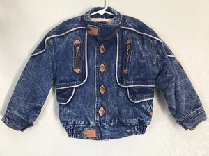 Vintage Kids Blue Jean Denim Jacket Sherpa Size 6 - Picture 1 of 9