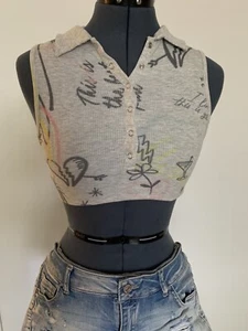 NWT Jaded London Young Women's Polo Print Tank Crop Top, Size: UK (6), US (2) - Picture 1 of 8