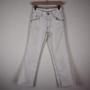 Vintage 70s Sears Perma Prest Put On Shop Contrast Stitching Pants Waist 25" - Picture 1 of 21