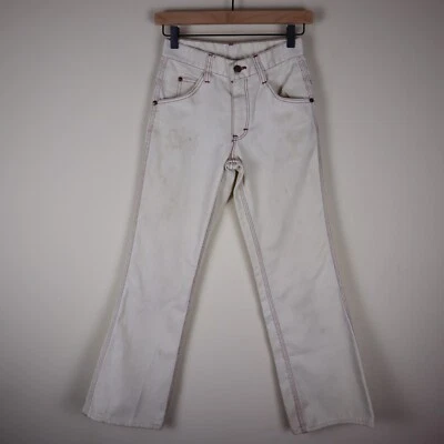 Vintage 70s Sears Perma Prest Put On Shop Contrast Stitching Pants Waist 25" - Image 1 of 4