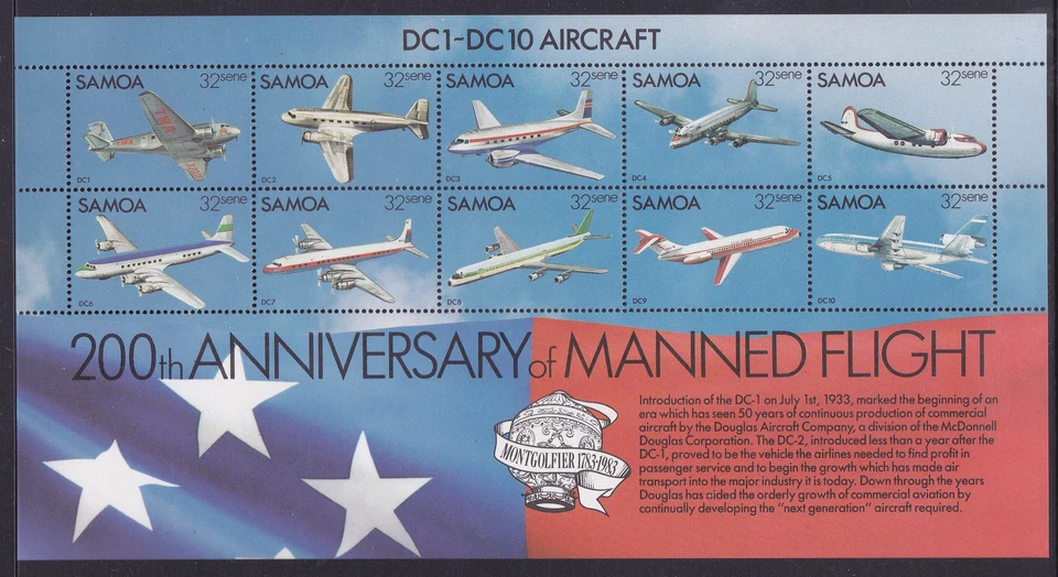 1983 Samoa 200th Anniversary of Manned Flight - MUH Mini Sheet - Изображение 1 из 1