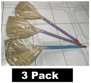3 x All Natural Vietnamese Straw Brooms 93cm (37 Inch) 100% Brand New - Picture 1 of 5