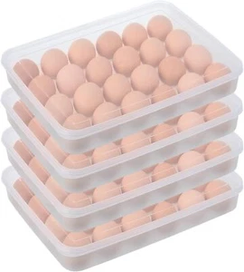 96 Egg Holders for Refrigerator,4 Set Clear Deviled Egg Tray with Lid,Plastic... - Picture 1 of 3