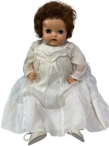 LARGE 22" Vintage Ideal Toy Baby Doll P5 Crier Oil Cloth Body Sleep Eye Brunette - Picture 1 of 13
