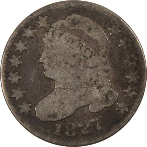 1827 Pointed Top Capped Bust Dime G Good 89.24% Silver SKU:I8248 Cover