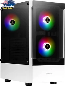 White RGB Gaming ATX Mid Tower PC Case Tempered Glass 3 ARGB Fans Dust Filter - Picture 1 of 12