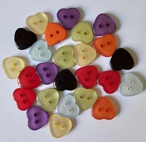 25 Heart Shape Buttons Resin Material in Assorted Colours Size 15mm - Picture 1 of 2