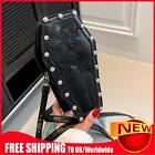 Women Crossbody Bag Coffin Shape PU Gothic Embroidery Shopper Bag (Black)