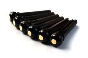 Spille Ponte Chitarra Ebano con Punto Ottone Alta Qualità 6pz Spilla Ponte Chitarra Acustica - Foto 1 di 4