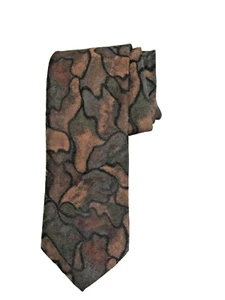 Vintage Paco Rabanne Paris Abstract Bronze, Copper Men's Silk Neck Tie  - Picture 1 of 4