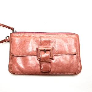 *Retro HOBO INTERNATIONAL Pink Leather Wristlet/Wallet w/Decorative Buckle - Picture 1 of 12