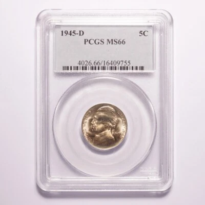 1945-D Jefferson Nickel Silver War PCGS MS66 - Image 1 of 2
