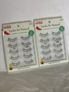 KISS Looks So Natural False Eyelashes 5 Pairs 12 mm Lot of 2 - Picture 1 of 4