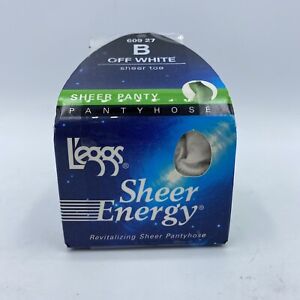 Vtg Leggs Sheer Energy Pantyhose Off White b Sheer Toe 60927 Hose Women