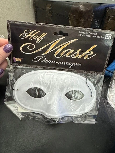 Forum Adult Fabric Half Mask White Domino Halloween Costume Accessory New!!! - Image 1 of 2