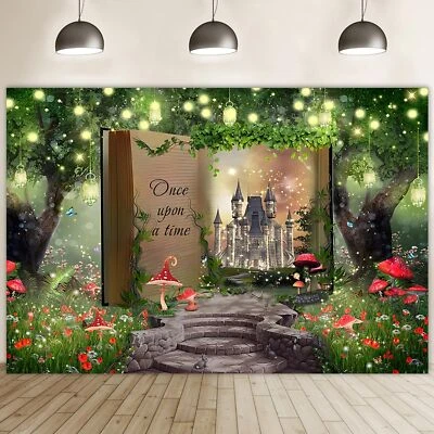 10x7ft Fairy Tale Books Backdrop Fantasy Mushroom Enchanted Forest Magic Book... - Image 1 of 4