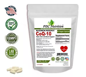 New CoQ-10 200mg 60 Vegan Capsule Coq10 Coenzyme Heart Support Made in USA - Picture 1 of 2