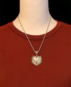 Herzkette, Herzkette, Gothic Schmuck, Memento Mori, brennendes Herz - Bild 1 von 10
