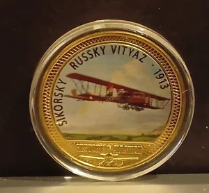 2019 Ltd Ed History of Aviation Aeroplane Proof Medallion - 1913 Sikorsky Russky - Picture 1 of 4