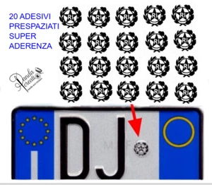 20 adesivo stemma TARGA AUTO MOTO RI Repubblica epoca bollino stella logo timbro - Picture 1 of 4