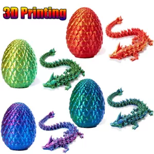 12in 3D Printed Dragon Egg with Flexible Dragon Fidget Toy Figurine Decor Gifts - Picture 1 of 19