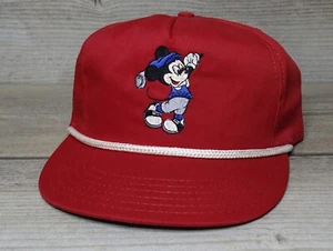 Vtg Mickey Mouse Golf Walt Disney Pro Collection Rope Buckle Red Hat Nwt - Picture 1 of 9