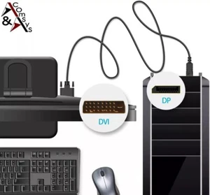 Displayport DP a DVI 24+1 24+5 Cavo Convertitore 1080P HD 1m 1.8m 2m 3m Placcato Oro - Foto 1 di 6