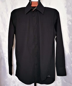 AUTHENTIC CIRCLE OF GENTLEMEN SOLID BLACK ORANGE MEN'S DRESS SHIRT:US16/EU 41 - Picture 1 of 6