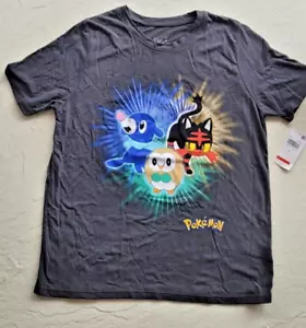 NWT Pokemon Graphic T Shirt Size Small Juniors Charcoal Litten Popplio Rowlet - Picture 1 of 4