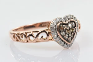 Diamant Herz Cluster Ring in 10k Rotgold Größe 7 - Bild 1 von 6