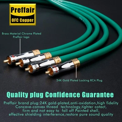 ​​Preffair OFC Copper HiFi Audio RCA Cable Cord W/ 24K Gold Plated RCA Plug Wire - Image 1 of 4