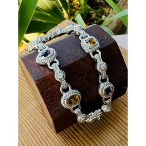 Judith Ripka Sterling Silver Amethyst Topaz Citrine CZ Semi Precious Bracelet - Picture 1 of 10